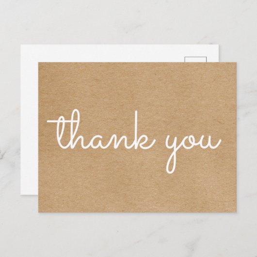 Carte de remerciement kraft rustique moderne simpl (Devant / Derrière)