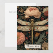 Carte de remerciement Libellule Florale (Devant / Derrière)