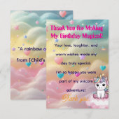 Carte de remerciement Licorne Rêve (Devant / Derrière)