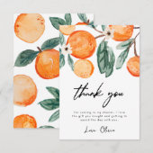 Carte de remerciement Little Cutie Orange Baby Sho (Devant / Derrière)