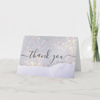 Carte de remerciement Luxe Paillettes Violettes Ho