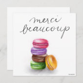 Carte de remerciement Macaron français Merci Beauc (Devant / Derrière)