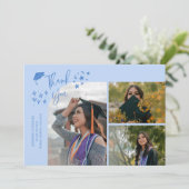 Carte de remerciement manuscrite bleu glacial mult (Debout devant)