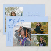 Carte de remerciement manuscrite bleu glacial mult (Devant / Derrière)