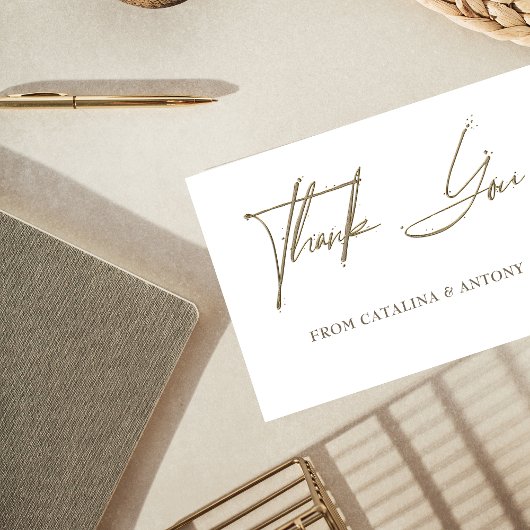 Carte de remerciement manuscrite minimaliste beige