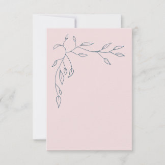 Carte de remerciement Mariage blanc Feuilles rose/