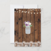 Carte de remerciement Mariage Bois Dentelle Fleurs (Dos)