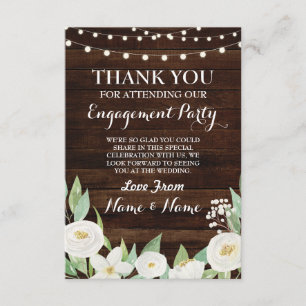 Carte de remerciement mariage bois fleurs blanches