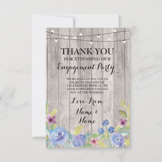 Carte de Remerciement Mariage Bois Floral (Devant)