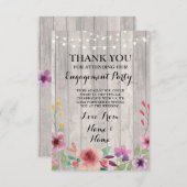 Carte de Remerciement Mariage Bois Floral (Devant / Derrière)