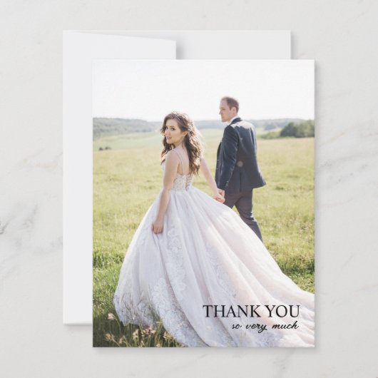 Carte de remerciement Mariage de script simple et (Devant)