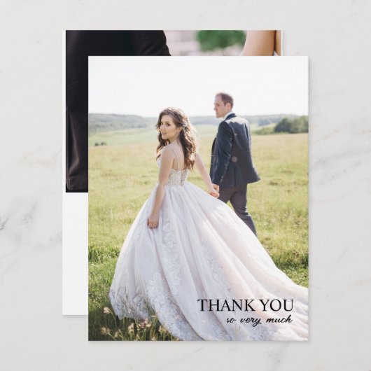 Carte de remerciement Mariage de script simple et  (Devant / Derrière)