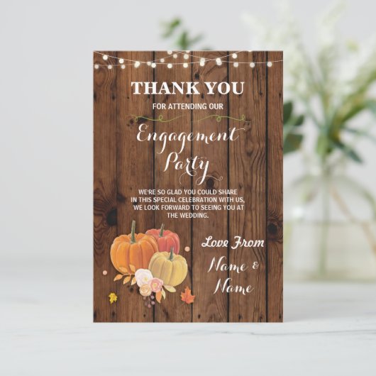 Carte de remerciement Mariage Engagement Citrouill (Debout devant)