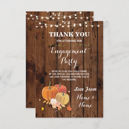 Carte de remerciement Mariage Engagement Citrouill (Devant / Derrière)