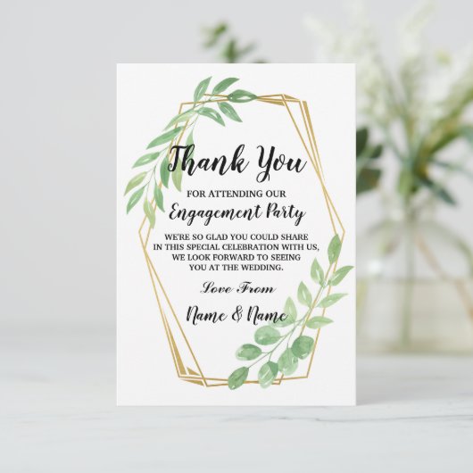 Carte de remerciement Mariage Engagement Feuilles  (Debout devant)