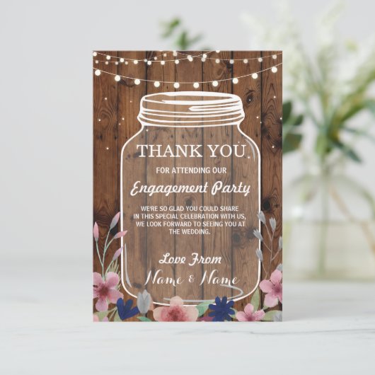 Carte de remerciement Mariage Engagement Fleur Jar (Debout devant)