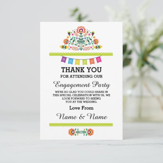 Carte de remerciement Mariage Fiesta Lime Mexicain (Debout devant)
