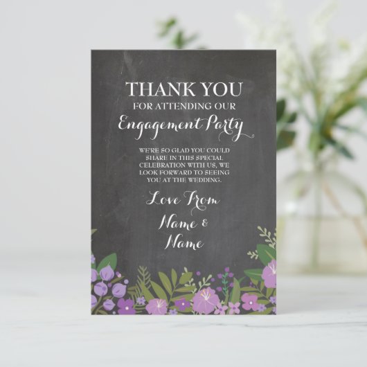 Carte de Remerciement Mariage Fleurs Craie (Debout devant)