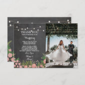 Carte de Remerciement Mariage Fleurs de Craie Pic (Devant / Derrière)