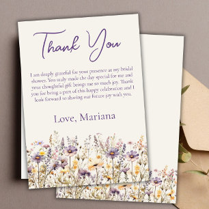 Carte de remerciement mariage fleurs sauvages lava
