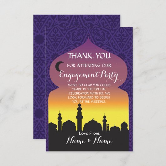 Carte de remerciement Mariage Nuits Arabes (Devant / Derrière)