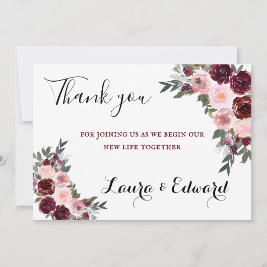 Carte de remerciement Mariage simple (Devant)