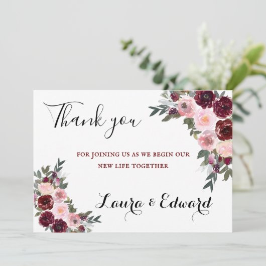 Carte de remerciement Mariage simple (Debout devant)
