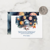 Carte de remerciement mignonne d'astronaute de l'e (Devant/Arrière en situation)