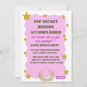 Carte de Remerciement Militaire — Fille Top Secret