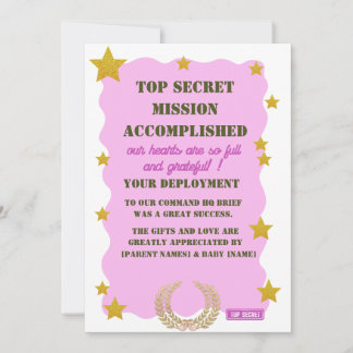 Carte de Remerciement Militaire — Fille Top Secret