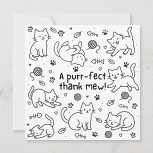 Carte de remerciement minimale doodle de chat