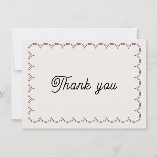 Carte de remerciement minimaliste à bordure feston (Devant)