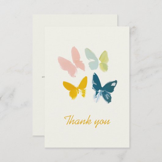 Carte de remerciement moderne avec papillons (Devant / Derrière)