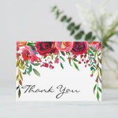 Carte de remerciement moderne avec une simple rose (Debout devant)