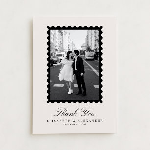 Carte de remerciement moderne de style timbre en i