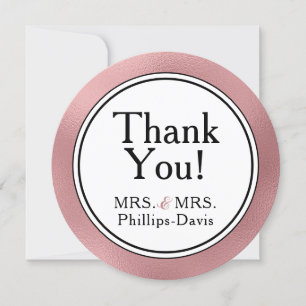 Carte de remerciement moderne en rose gold LGBTQ