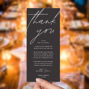Carte de remerciement moderne pour dîner de récept