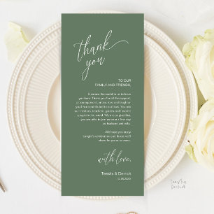 Carte de remerciement moderne pour dîner de récept