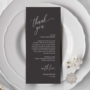 Carte de remerciement moderne pour dîner de récept