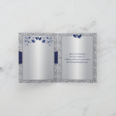 Carte de remerciement Navy Silver Floral Hearts FA (Intérieur)