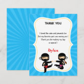 Carte de remerciement Ninja - Anniversaire d'enfan (Devant / Derrière)