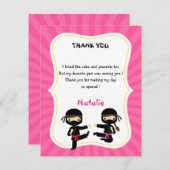 Carte de remerciement Ninja Fille - Anniversaire d (Devant / Derrière)