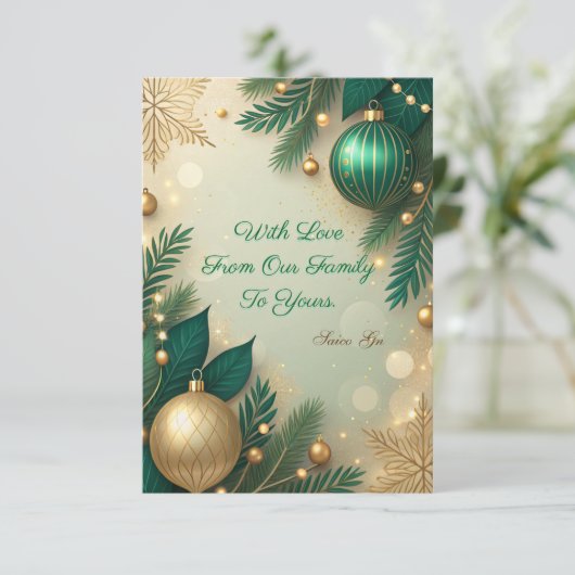 Carte de remerciement noire et or de luxe (Debout devant)