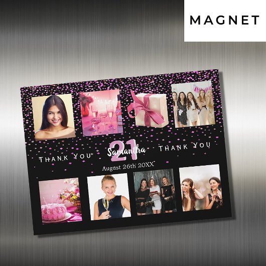 Carte de remerciement noire pour photo collage d'a