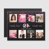 Carte de remerciement noire pour photo collage d'a (Devant / Derrière)