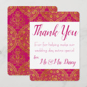 Carte de remerciement ornée d'or (Devant / Derrière)