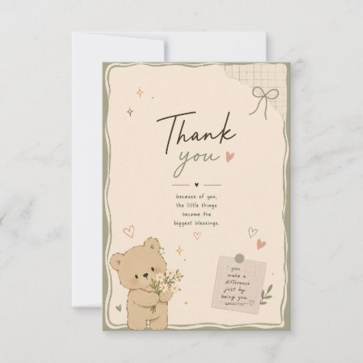 Carte de remerciement Ourson Mignon (Devant)