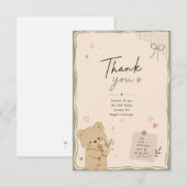 Carte de remerciement Ourson Mignon (Devant / Derrière)