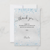 Carte de remerciement pailletée bleu argenté (Devant)