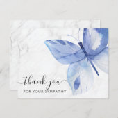 Carte de remerciement papillon de sympathie funéra (Devant / Derrière)